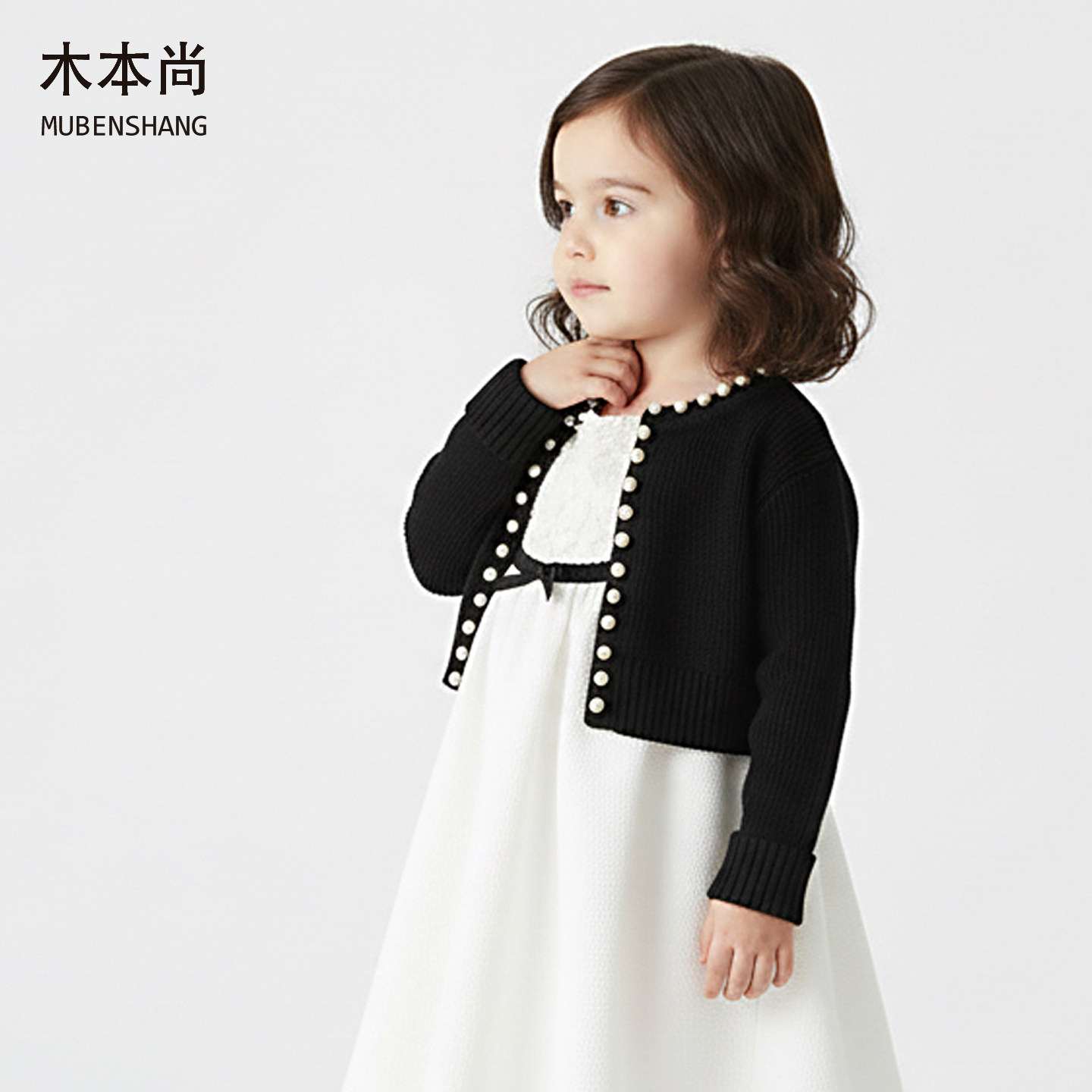 木本尚女童春装连衣裙宝宝背心裙2026新款法系小香风杏色气质款图片