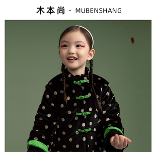 中国风棉衣上衣加棉加厚 宝宝唐装 木本尚女童冬装 棉服外套2025新款