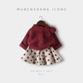 木本尚女童秋冬毛衣套装 宝宝洋气两件套红色喜庆拜年服 2026新款