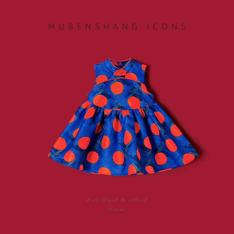 木本尚女童冬装连衣裙2025新款宝宝加绒加厚国风裙子背心裙新中式