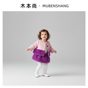 木本尚女童冬装汉服旗袍套装2026新款宝宝拜年服夹棉加厚两件套