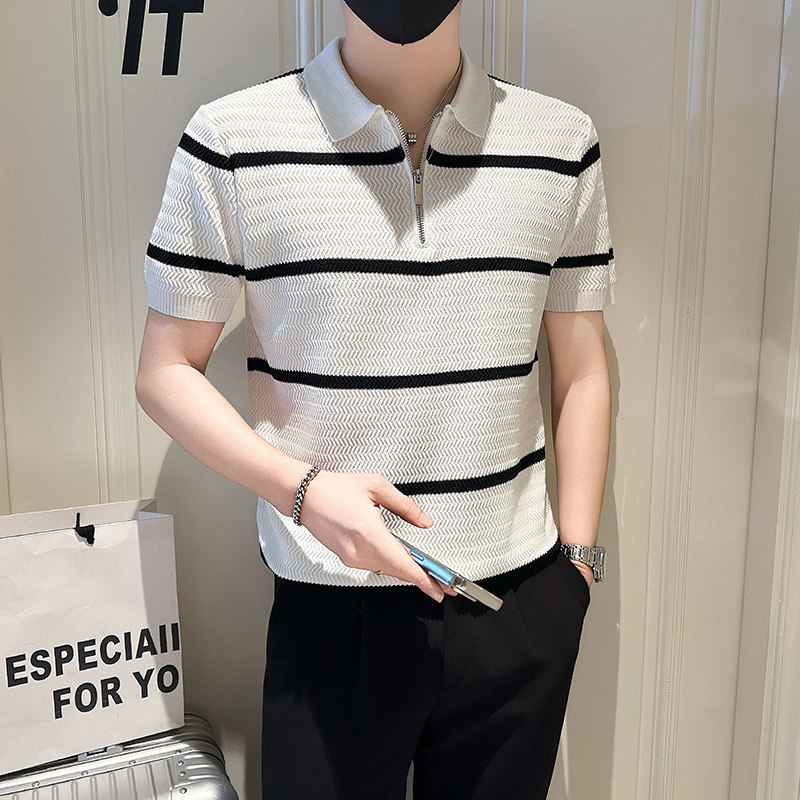 A135-6182 男士PL领春夏秋针织短袖 冰丝短袖 P55控78图片