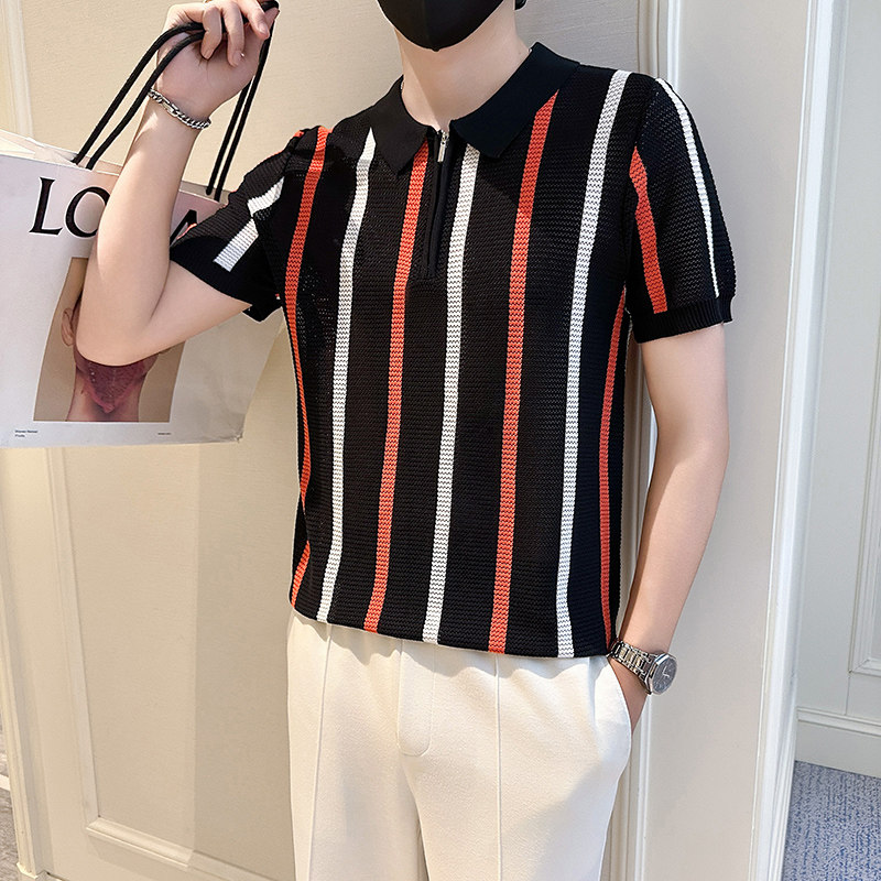 A135-77052男士PL领春夏秋针织短袖冰丝短袖P58控85,男装T恤,电商A135（原星座819）