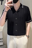 A135-9102男士开衫春夏秋针织短袖冰丝短袖P65控95，男装T恤，星座819（原C215）