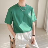夏季短袖男纯棉重磅t恤潮牌美式复古潮流青少年宽松情侣圆领上衣，男装Polo衫，电商A135（原星座819）