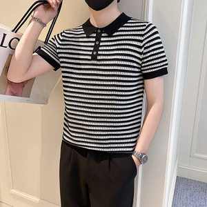 A135-77064 男士PL领春夏秋针织短袖 冰丝短袖 镂空凉爽P58控85图片
