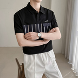 C311-T06夏季男士PL衫个性工艺拼接款P58，男装Polo衫，电商A135（原星座819）