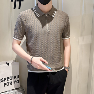 A135-6129 男士PL领春夏秋针织短袖 冰丝短袖 P55控78图片