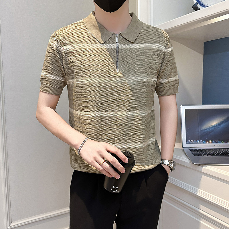 A135-6182 男士PL领春夏秋针织短袖 冰丝短袖 P55控78图片