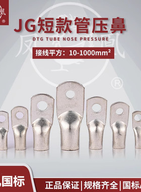 凤凰 JG单压厚件铜接头JG16 25 35 95 240短线鼻子接线端子铜线耳