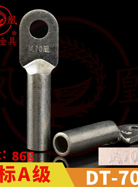 凤凰 国标A级 镀锡铜接头DT-70MM2铜鼻子 铜接线端子 一只价