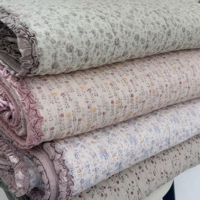 双面可用床盖一面双层纱一面天丝莫代尔绗缝 韩式小碎花四季通用