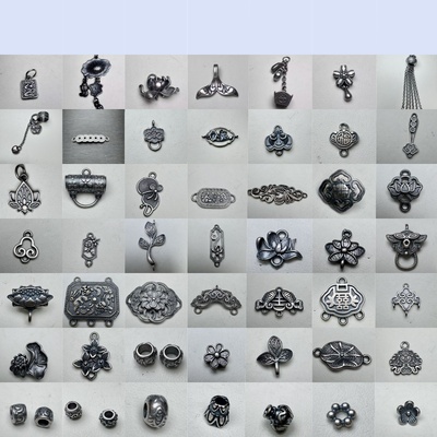 手工双圈流苏圆球DIY银饰配件