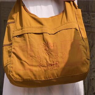 特卖普陀山专用佛包拜拜包佛心墙帆布袋网红墙居士包香客包佛袋