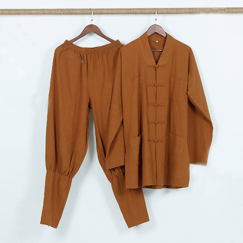 秋款僧衣免绑腿短褂僧服新款透气出家人衣服竹节棉麻小褂套装