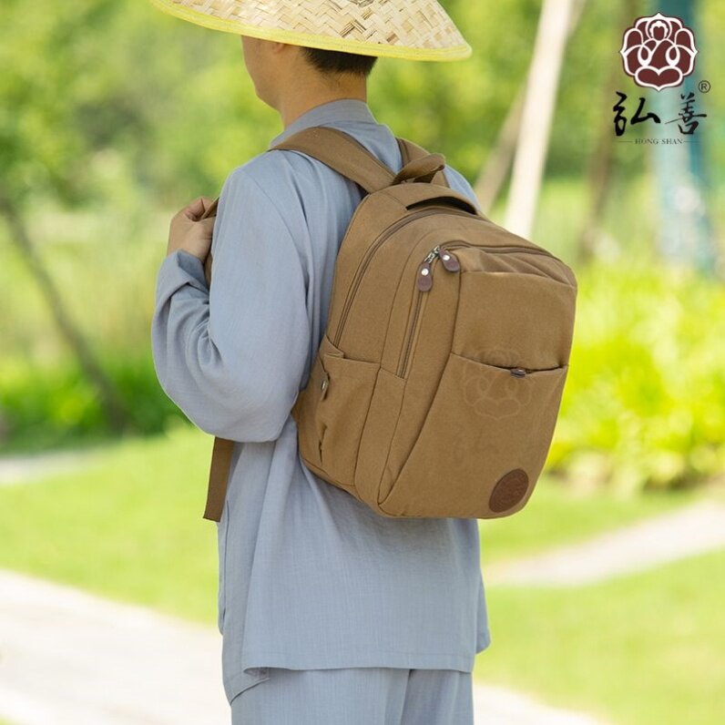 香包新品粗纹帆布朝山包居士包寺庙旅行包僧包电脑包双肩包书背包