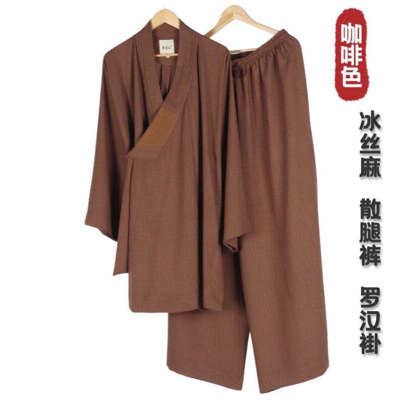 僧衣夏春秋款韩国麻罗汉褂套装男女同款出家人抗皱僧服