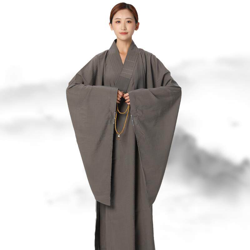 特卖不透明海青居士服女禅修服衣男大褂高档台湾麻料海清深咖啡色