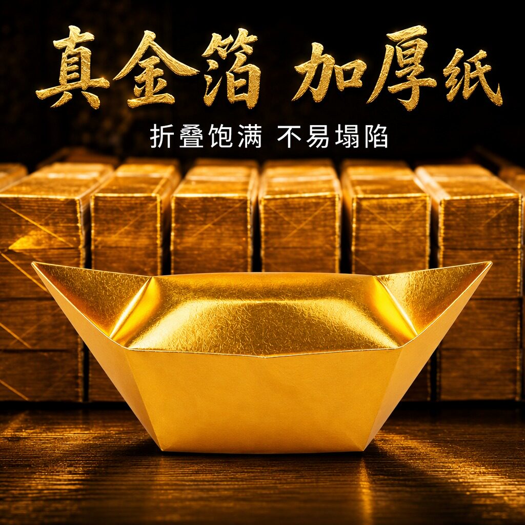 金元宝半成品银元宝批发手工折纸金纸锡箔纸加厚切角半成品锡箔纸