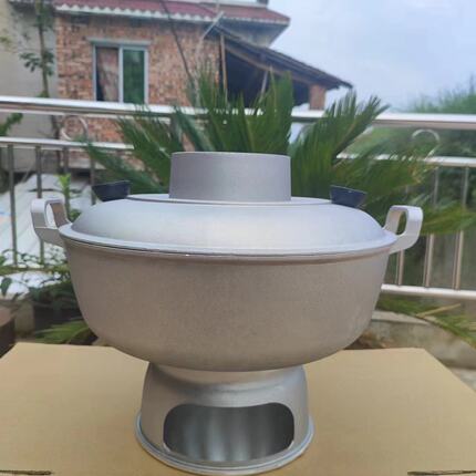 高县老式土火锅老北京涮羊肉锅特厚铝合金火炉中式家用木炭火锅