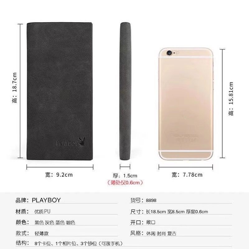 플레이보이 지갑 남성용 롱 스타일 2023 신품 가죽 트렌디 브랜드 인기 학생 지갑 젊은이 운전 면허증