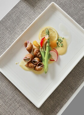 陶瓷托盘磨砂纯色餐厅具私房菜平盘长方形冷菜盘大号16寸鱼盘商用