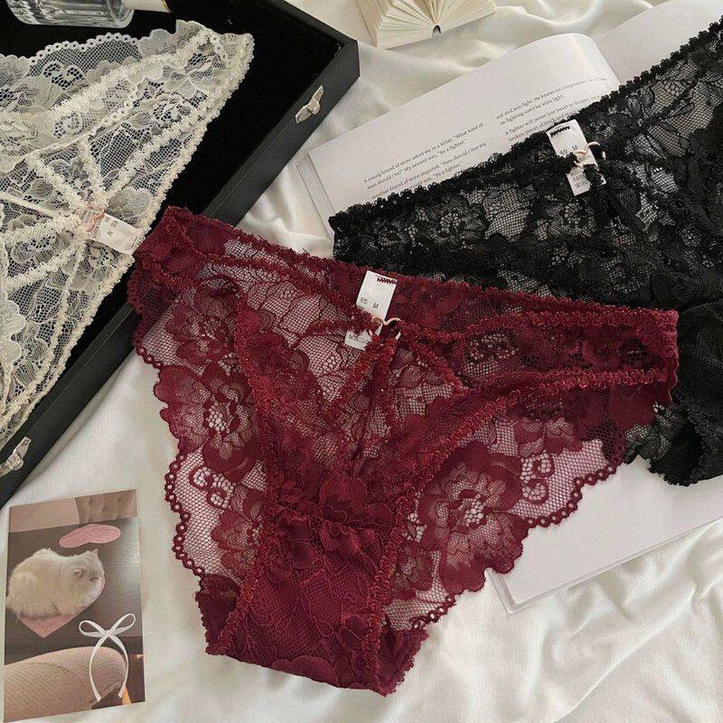 维多利亚灿若桃花~新款日系蕾丝内裤纯欲风镂空透气纯棉裆性感女