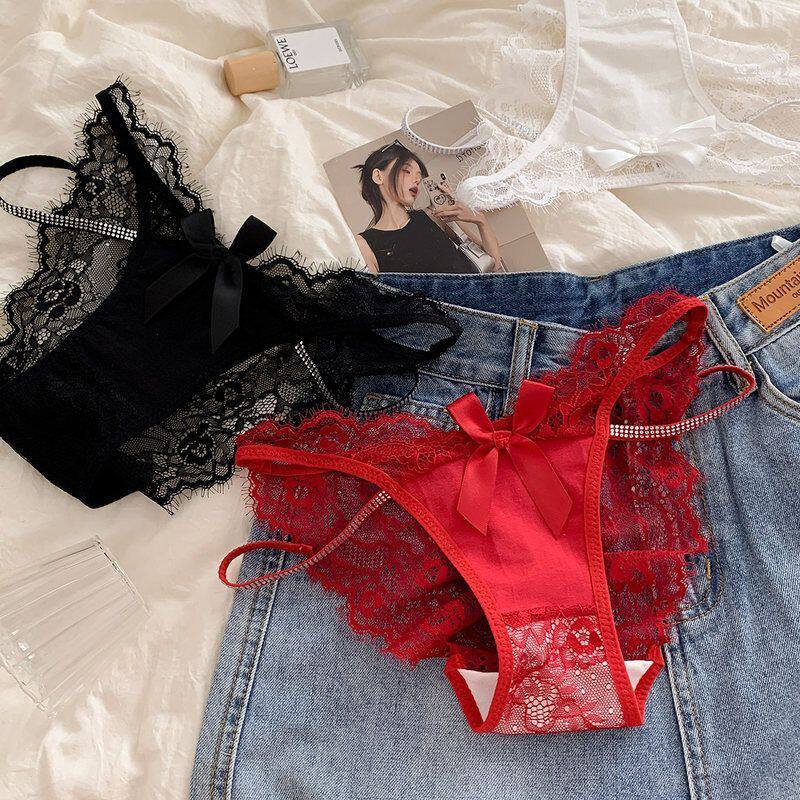 维多利亚闪钻辣妹*新款性感蕾丝内裤纯欲女低腰镂空透气纯棉裆女