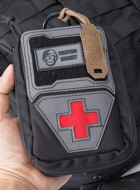 战斗猴随身医疗包 军迷战术MOLLE执勤急救包黑色拼黑CP附件包
