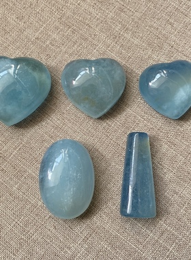 天然海蓝宝爱心吊坠蓝色蛋面无事牌5个一起打包180元福利价