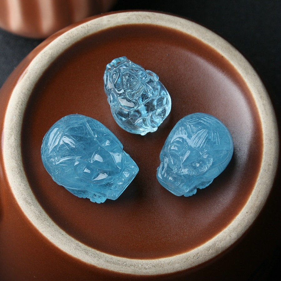 大号纯天然海蓝宝小龙龟吊坠蓝色项链男女水晶挂件雕刻招财礼物