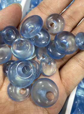 高品质天然海蓝宝公主扣吊坠蓝色平安扣女生水晶饰品项链礼物冰蓝