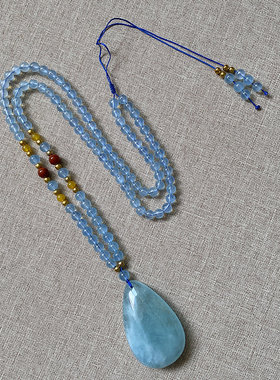 男女海蓝宝大号吊坠送珠链