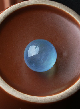 精品20mm纯天然海蓝宝单珠冰种蓝色透体魔鬼蓝无孔大颗粒散珠子球