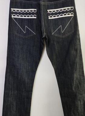 NH69D x OF 白牙 Denim 刺绣logo 红色真赤耳 原色直筒牛仔裤