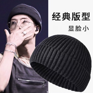 帽子男潮大头围瓜皮帽针织毛线帽嘻哈圆顶西瓜地痞帽秋冬包头冷帽