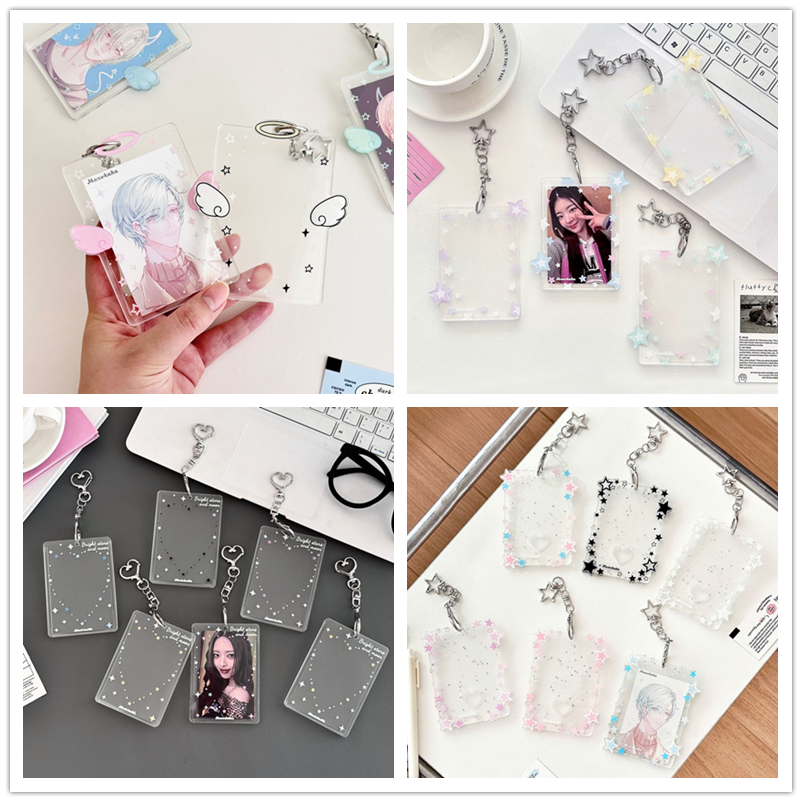 原创 ins简约透明闪粉卡套亚克力3寸小卡卡套小卡证件卡 卡膜卡套