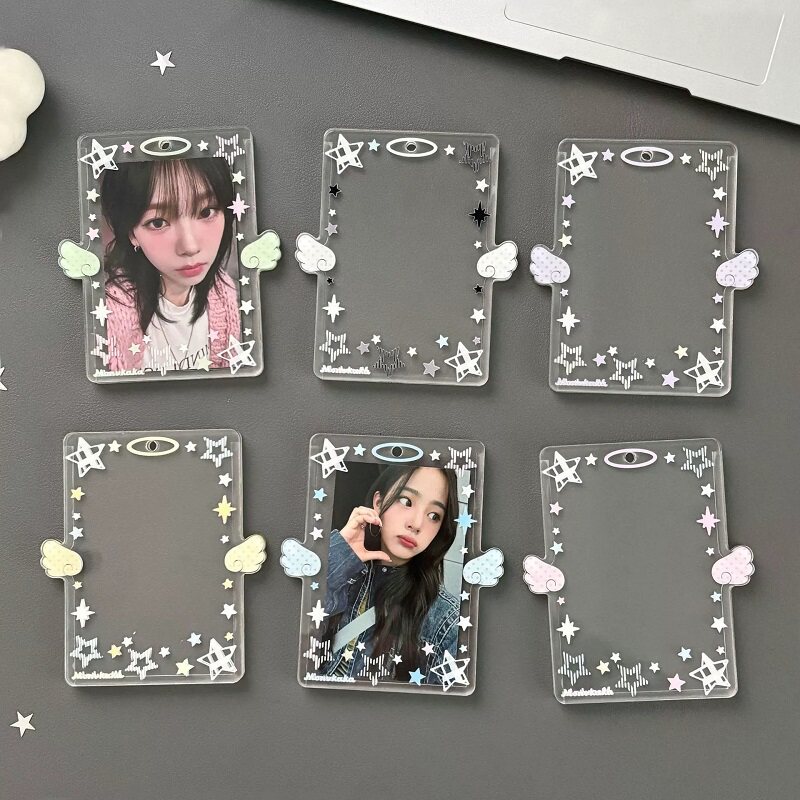 原创彩色天使翅膀小卡卡套亚克力硬卡套天使小卡证件卡卡膜卡套