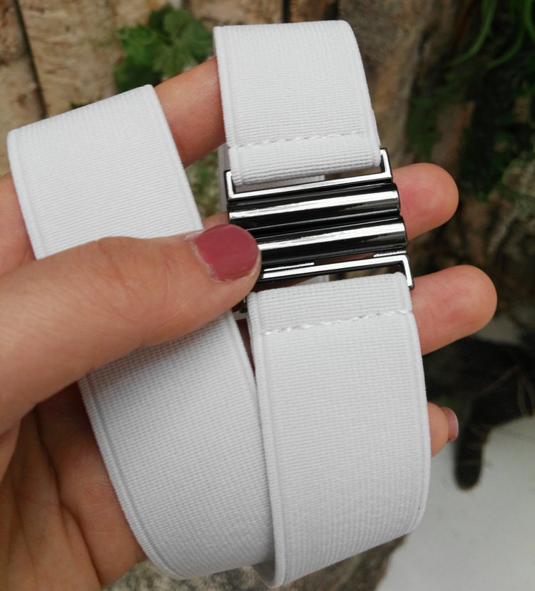 包邮3cm宽女松紧腰带红紫黑白防过敏细皮带隐形无痕裤带懒人皮带