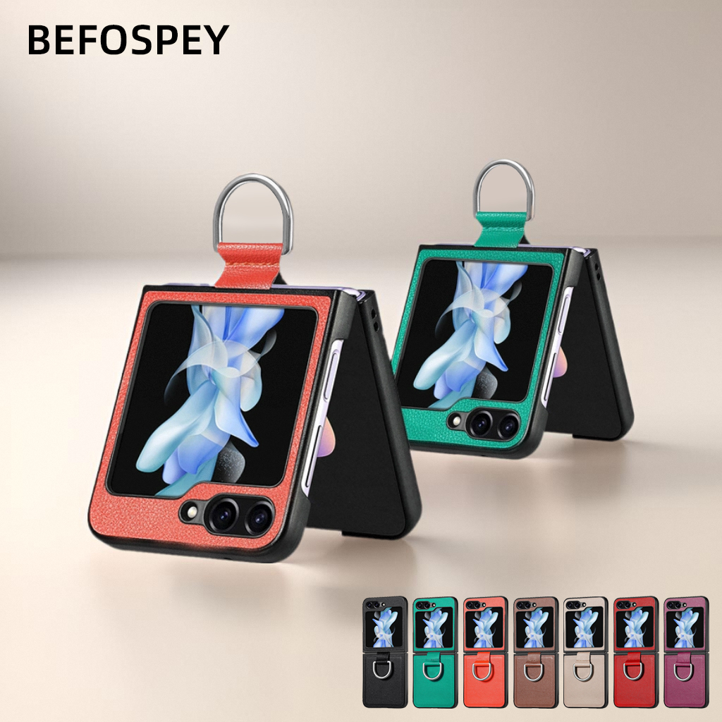 适用三星zflip6/7皮日韩带指环壳