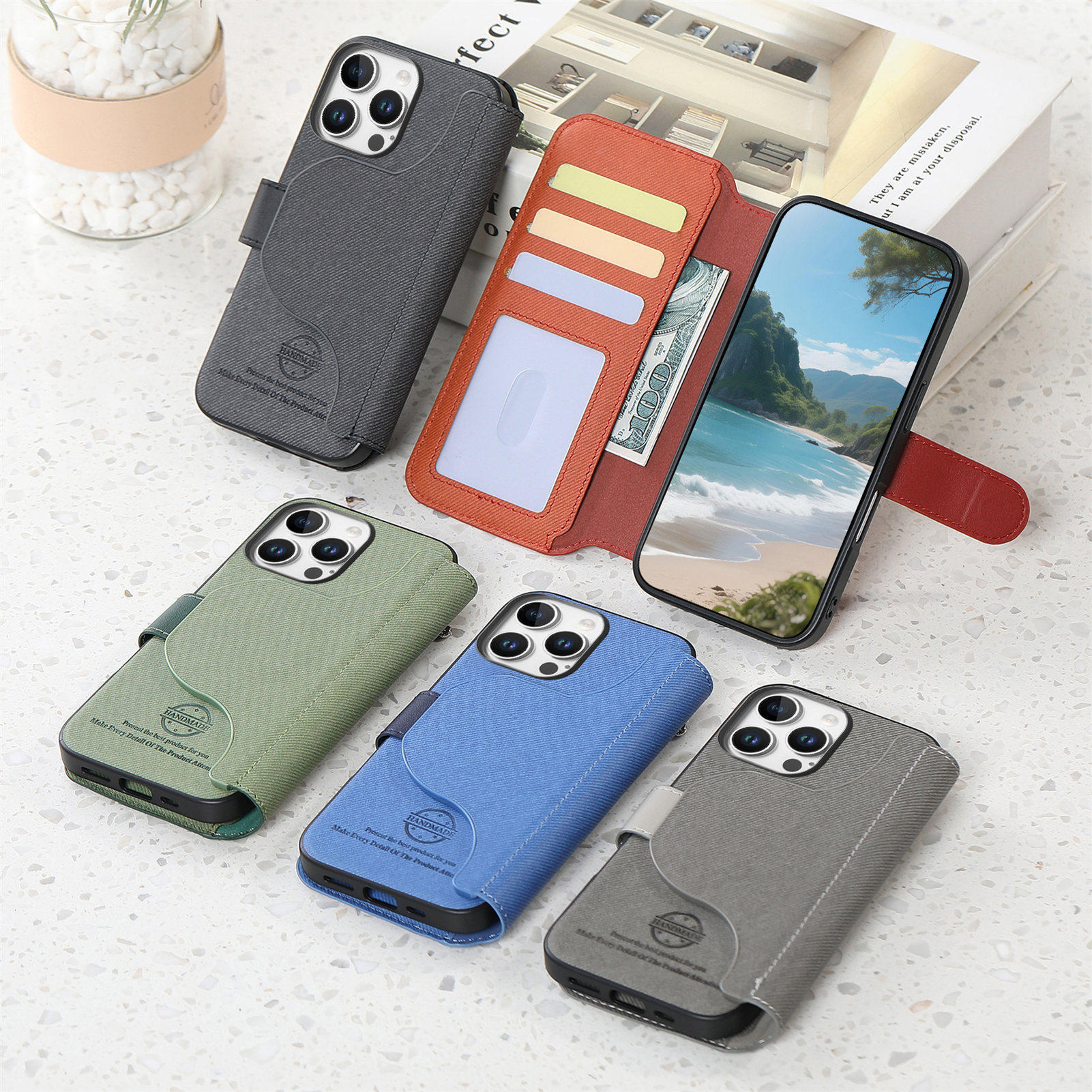 可拆分适用苹果17翻盖手机壳磁吸卡包分离式iPhone16外壳1