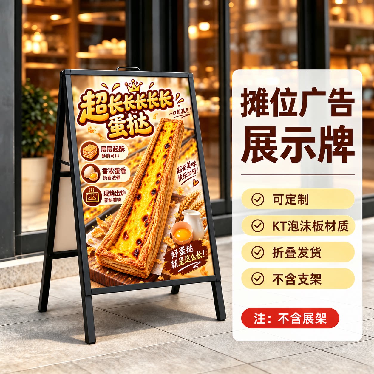 超长蛋挞海报KT板展板广告牌门店广告宣传画蛋糕甜品标识牌展示牌