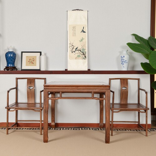 实木八仙桌正方形桌子餐馆饭店桌椅组合榆木四方餐桌面馆民宿方桌