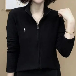 新款 卫衣女2026春秋女装 修 立领刺绣双拉链德绒开衫 2.24精选正版