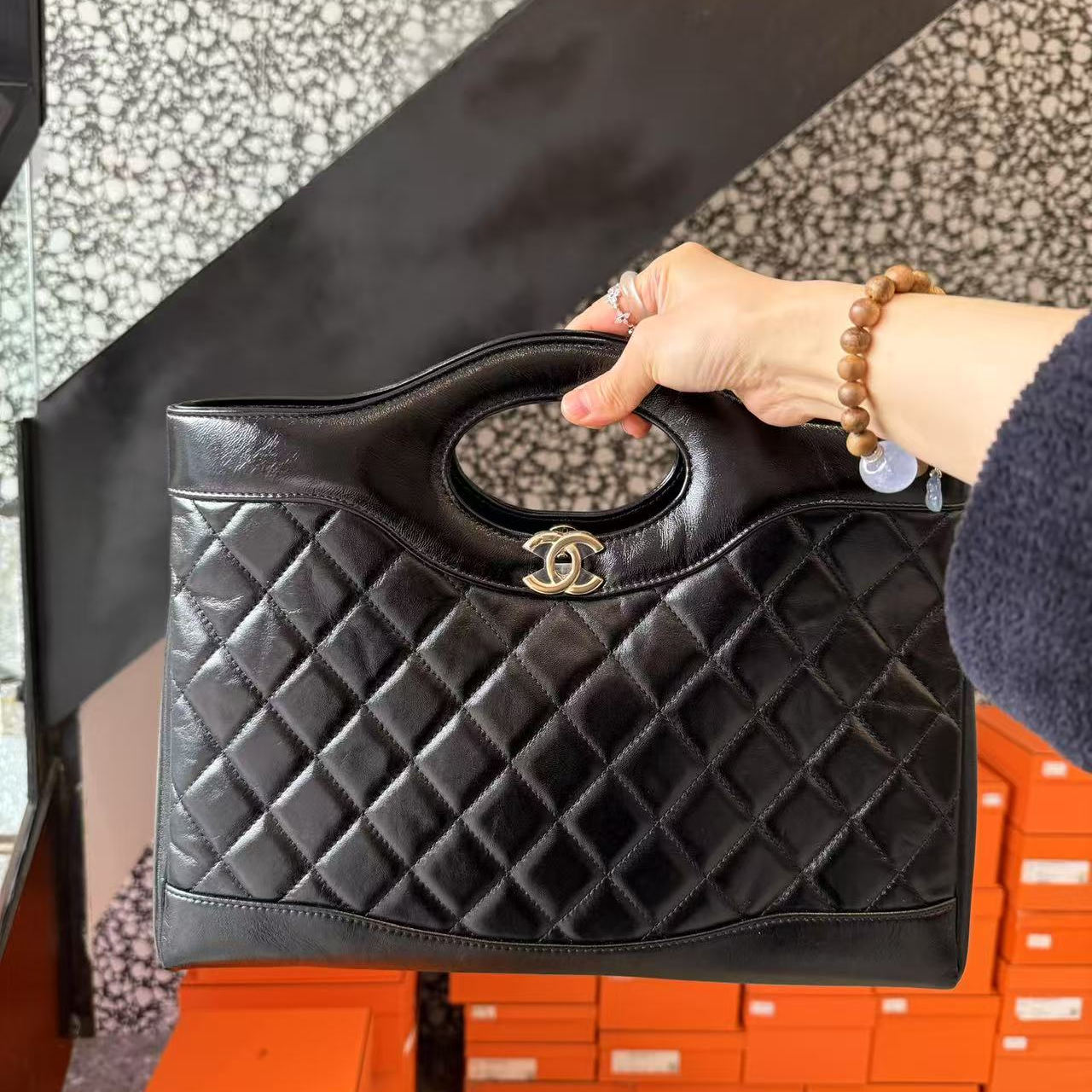 香奈儿chanel 24黑金31bag横版中号单肩斜挎包手拎包女包