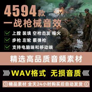 一战枪械开枪枪击枪声射击步枪手枪装弹上膛击发哑火战争无损音效