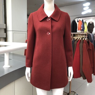 苏拉达唯825-112 妈妈中长羊毛外套女冬季新款韩版修身毛呢大衣