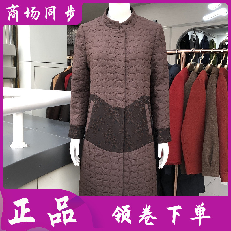 狄格妮特2025-101  中年印花棉服大衣女冬季新款韩版妈妈棉衣外套