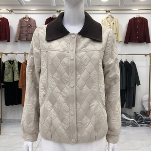 黎铭2026A-8806 时尚菱形格外套女春新款短款棒球服休闲夹克上衣