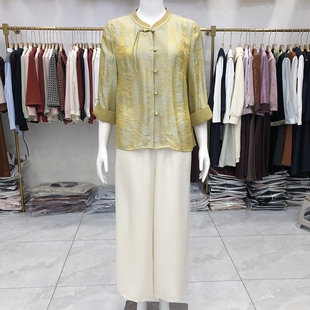 新款 芳华26A036 妈妈气质新中式 盘扣套裤 洋气中年国风两件套装